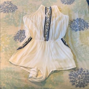 White Romper with Bue Detailing